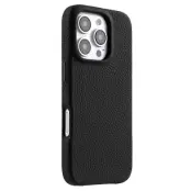 MELKCO Mobilskal till iPhone 16 Pro Max Magnetiskt Äkta Läder PC Svart