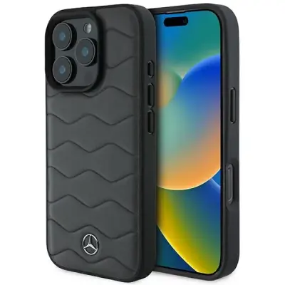 Mercedes iPhone 16 Pro Max Mobilskal MB Waves Läder - Grå