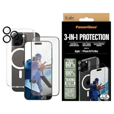 PanzerGlass 3-in-1 Skyddspaket iPhone 16 Pro Max