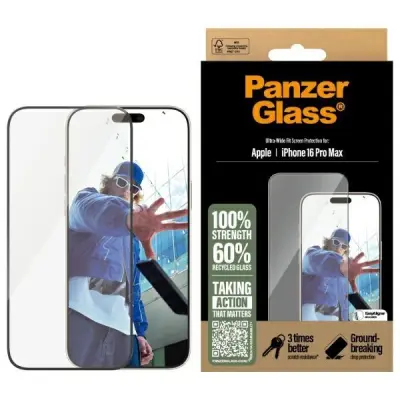 PanzerGlass iPhone 16 Pro Max Härdat Glas Skärmskydd Ultra-Wide Fit