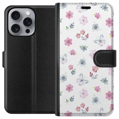 Plånboksfodral till Apple iPhone 16 Pro Max med Blommor och fjärillar