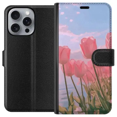 Plånboksfodral till Apple iPhone 16 Pro Max med Rosa Tulpaner
