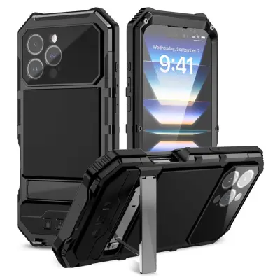 R-JUST iPhone 16 Pro Max Mobilskal med Härdat Glas - Svart