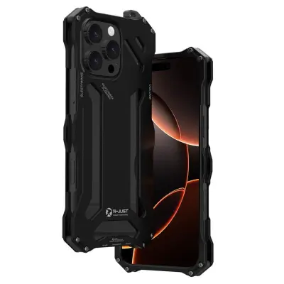 R-JUST iPhone 16 Pro Max Mobilskal Aluminium Legering Svart