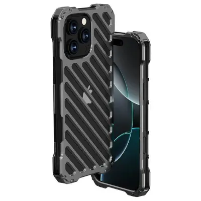 R-JUST RJ-50 iPhone 16 Pro Max Mobilskal Aluminium Alloy Svart