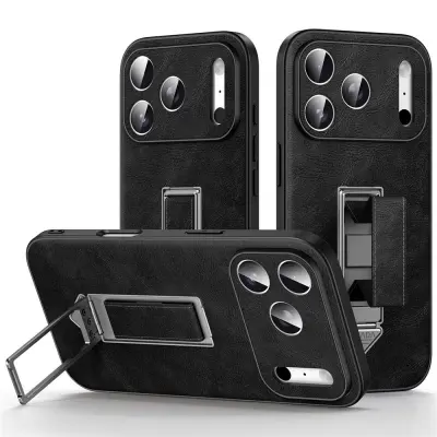 SULADA iPhone 16 Pro Max Mobilskal Kickstand med Fingerrem (Svart)