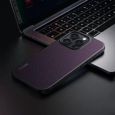 SULADA iPhone 16 Pro Max Mobilskal MagSafe Metallram PU+TPU Lila