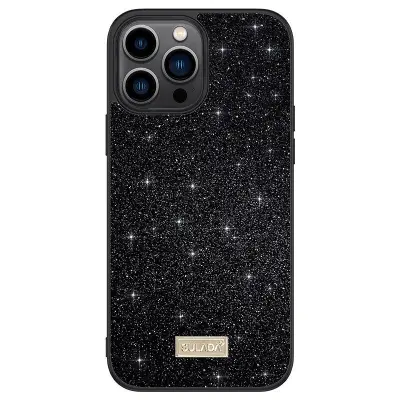 SULADA iPhone 16 Pro Max Skal PU Läder + PC + TPU Glittrig Svart