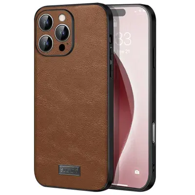 SULADA iPhone 16 Pro Max Mobilskal PU Läder TPU PC - Brun