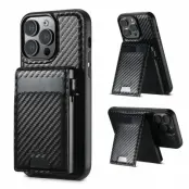SUTENI iPhone 16 Pro Max Mobilskal Magsafe Korthållare Carbon Fiber