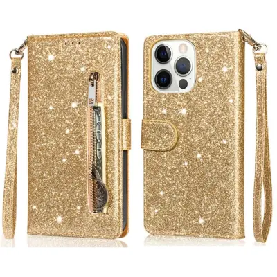 Trolsk Glitter Wallet (iPhone 16 Pro Max) - Guld