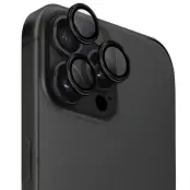 UNIQ iPhone 16 Pro/16 Pro Max Kameralinsskydd Härdat Glas Optix - Midnight Svart