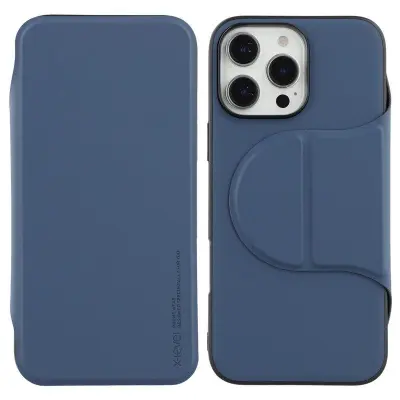 X-LEVEL iPhone 16 Pro Max Fodral Konstläder Flip Ställ Blå