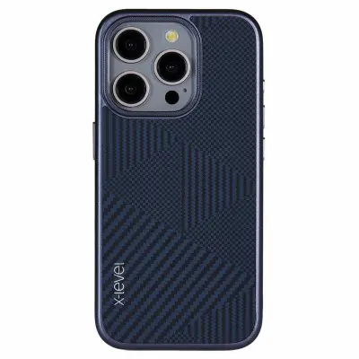 X-LEVEL iPhone 16 Pro Max Mobilskal Hård PC Kolfiber Textur Blå