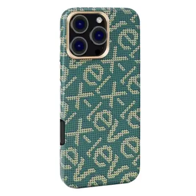 X-LEVEL iPhone 16 Pro Max Mobilskal MagSafe Grön Carbon Fiber