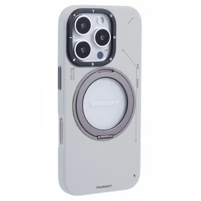 Youngkit iPhone 16 Pro Max Mobilskal Magafe Rotating Kickstand - Grå (Grå)