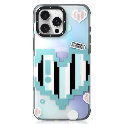 Youngkit iPhone 16 Pro Max Mobilskal Magsafe Pixel Heart - Grön (Grön)