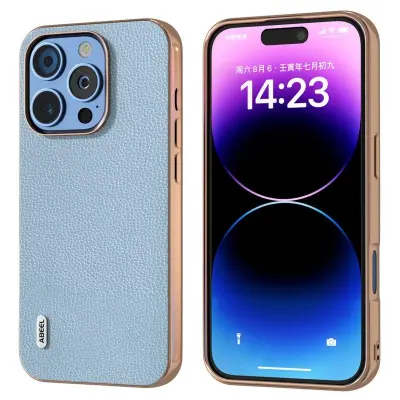 ABEEL iPhone 16 Pro Mobilskal Äkta Läder + PC + TPU - Blå