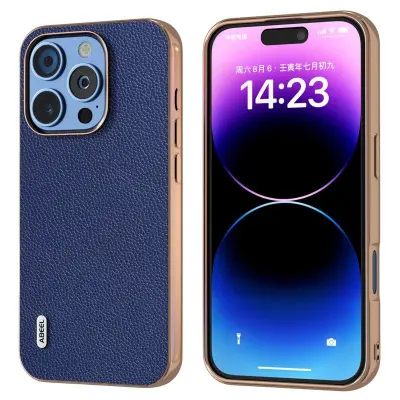 ABEEL iPhone 16 Pro Mobilskal Äkta Läder + PC + TPU - Blå