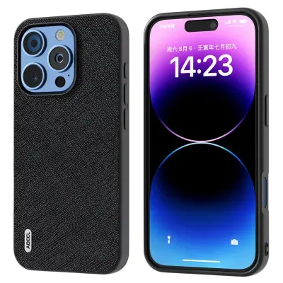 ABEEL iPhone 16 Pro Mobilskal Äkta Läder Hybrid - Svart