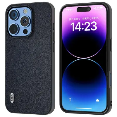 ABEEL iPhone 16 Pro Mobilskal Äkta Läder PC Telefonfodral - Blå