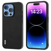 ABEEL iPhone 16 Pro Fodral Äkta Läder PC+TPU - Svart