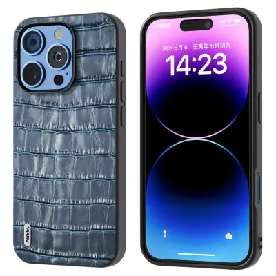 ABEEL iPhone 16 Pro Mobilskal Äkta Läder + PC + TPU Stöttålig - Blå