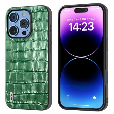 ABEEL iPhone 16 Pro Mobilskal Äkta Läder + PC + TPU Stöttålig - Grön
