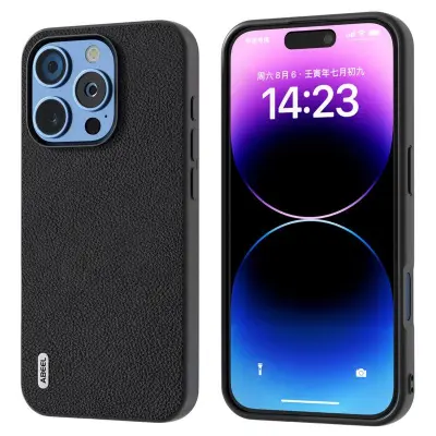 ABEEL iPhone 16 Pro Mobilskal Äkta Läder + PC + TPU - Svart