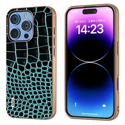 ABEEL iPhone 16 Pro Mobilskal Electropläterad Äkta Läder - Grön