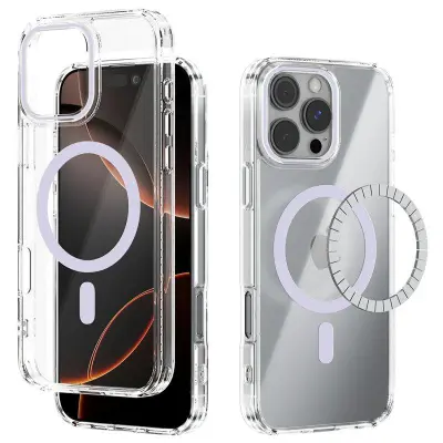 ABEEL iPhone 16 Pro Mobilskal MagSafe Anti Scratch Klar TPU Lila