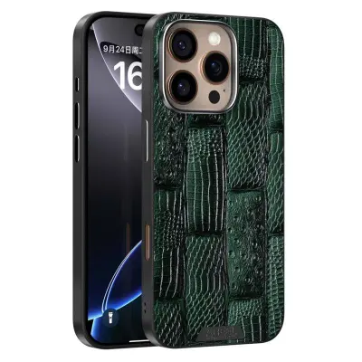 ABEEL iPhone 16 Pro Mobilskal MagSafe Äkta Läder Grön