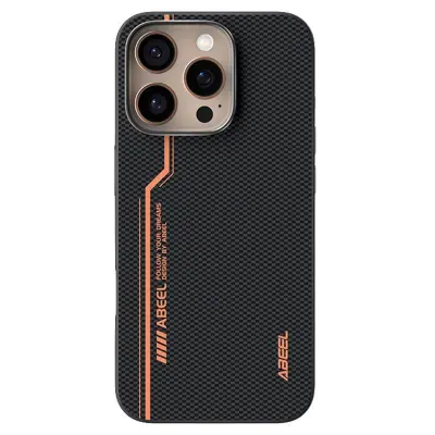 ABEEL iPhone 16 Pro Mobilskal MagSafe PC TPU Läder Svart