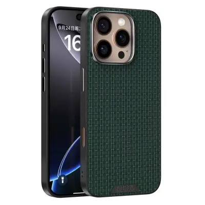 ABEEL iPhone 16 Pro Mobilskal MagSafe Äkta Läder Grön