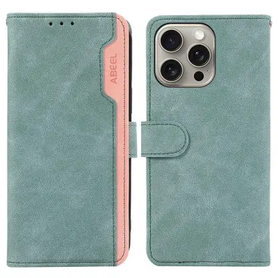 ABEEL iPhone 16 Pro Mobilskal RFID-Skydd Konstläder - Blå