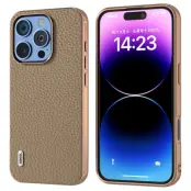 ABEEL iPhone 16 Pro Skal Star Series Grå Äkta Läder + TPU