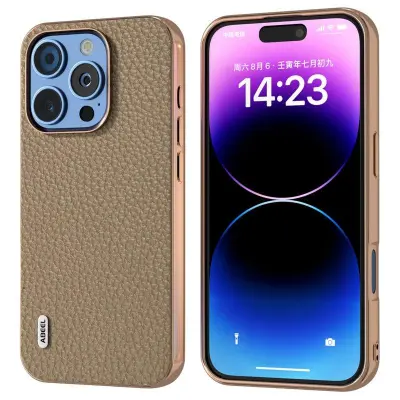 ABEEL iPhone 16 Pro Skal Star Series Grå Äkta Läder + TPU