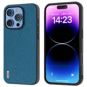 ABEEL iPhone 16 Pro Skal TPU + Äkta Läder Skydd - Blå