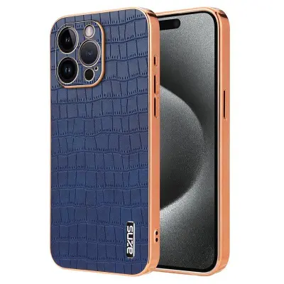AZNS iPhone 16 Pro Fodral Electroplating PU+TPU - Krokodiltextur - Blå