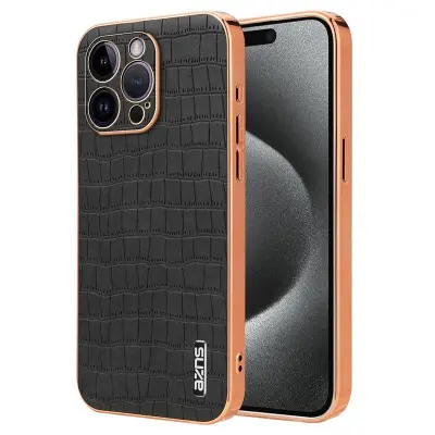 AZNS iPhone 16 Pro Fodral Electroplating PU+TPU - Svart