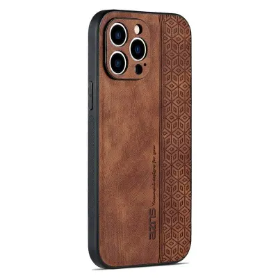 AZNS iPhone 16 Pro Fodral Skyddande KonstLäder - Brun