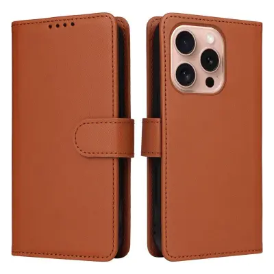 BETOPNICE iPhone 16 Pro Plånboksfodral - Avtagbart Konstläder - Brun