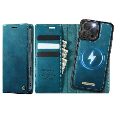 CASEME C49 iPhone 16 Pro Mobilskal MagSafe RFID Läder Grön