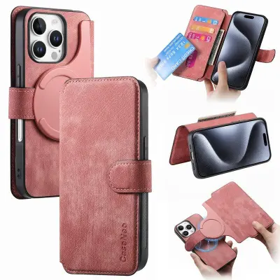 CASENEO iPhone 16 Pro Plånboksfodral Konstläder - Rosa