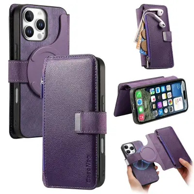 CASENEO MW-02 iPhone 16 Pro Plånboksfodral Konstläder - Lila