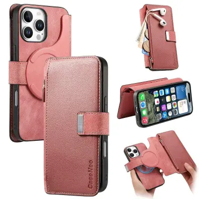 CASENEO MW-02 iPhone 16 Pro Plånboksfodral Konstläder - Rosa