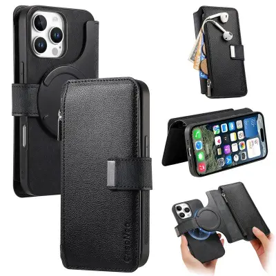 CASENEO MW-02 iPhone 16 Pro Plånboksfodral Konstläder - Svart