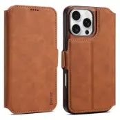 DENIOR B06 iPhone 16 Pro Fodral Magnetiskt Avtagbart Läder Brun
