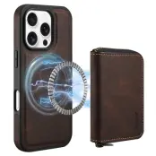 DENIOR iPhone 16 Pro Fodral Äkta Läder Med Dragkedja - Brun