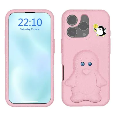 D.G Ming iPhone 16 Pro Mobilskal Penguin Design - Stöttålig EVA - Rosa